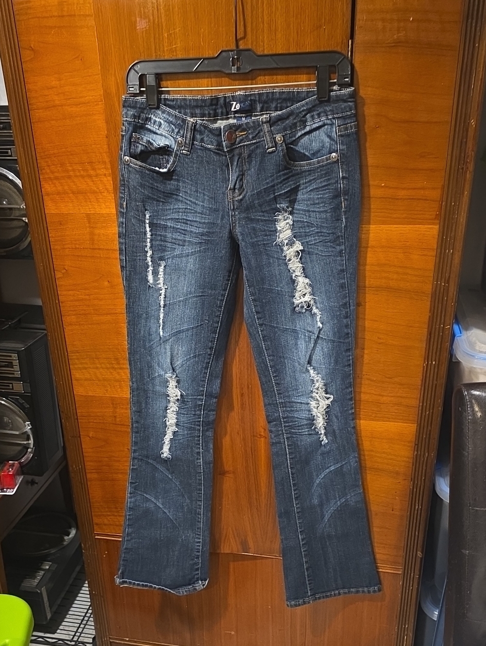 Distressed Dark Wash Women's Jeans - Blue
